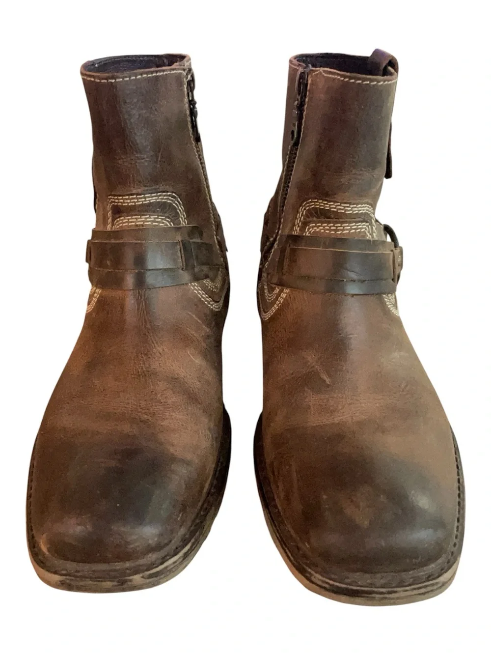 ROAN by BED STU Native II Brown Distressed Leather Harness Moto Boots Mens 9